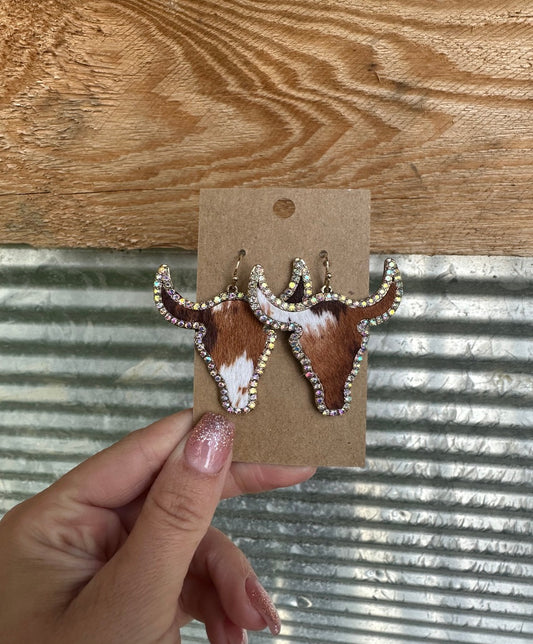 Cowhide Bling Earrings