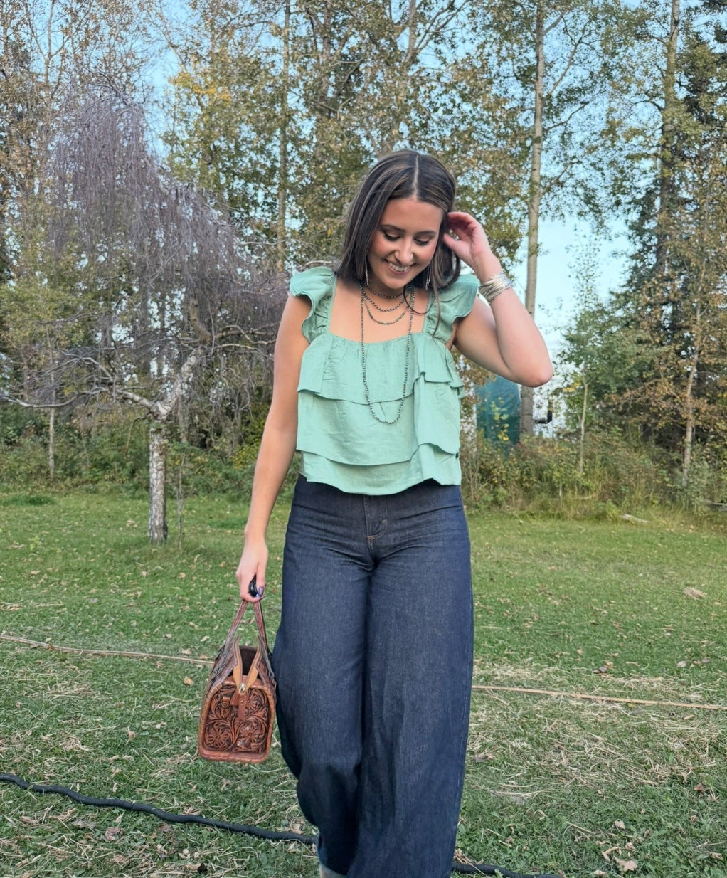 Ruffle Tiered Crop Top