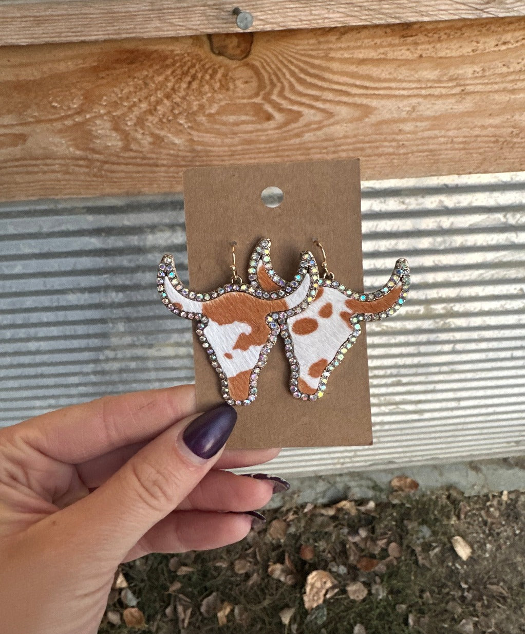 Cowhide Bling Earrings