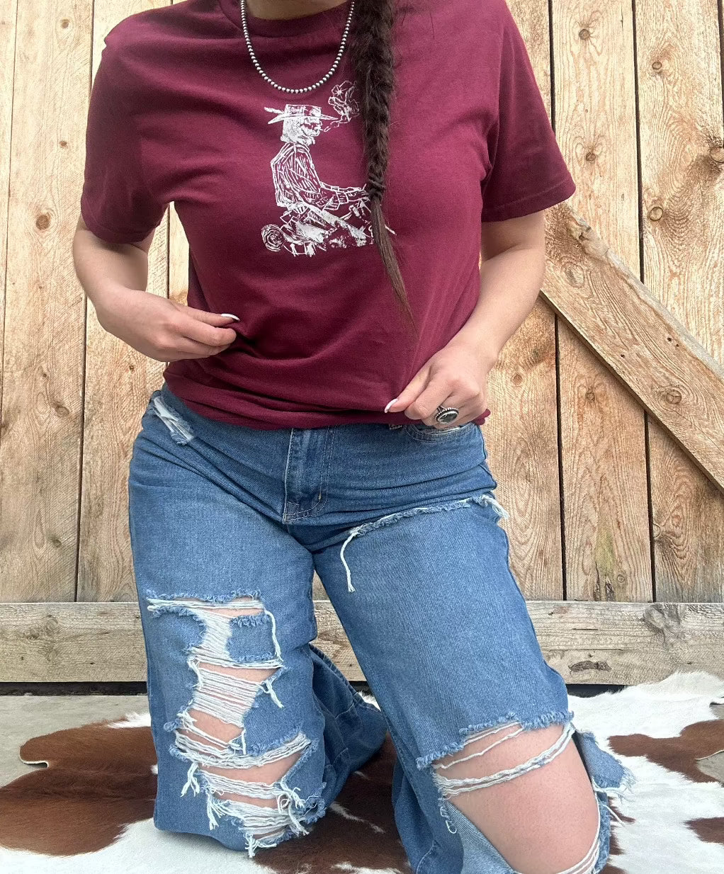 Smokin Cowboy Maroon Tee