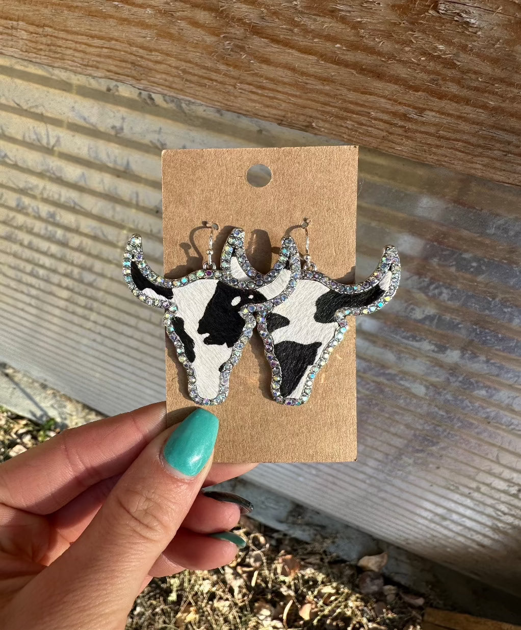 Cowhide Bling Earrings