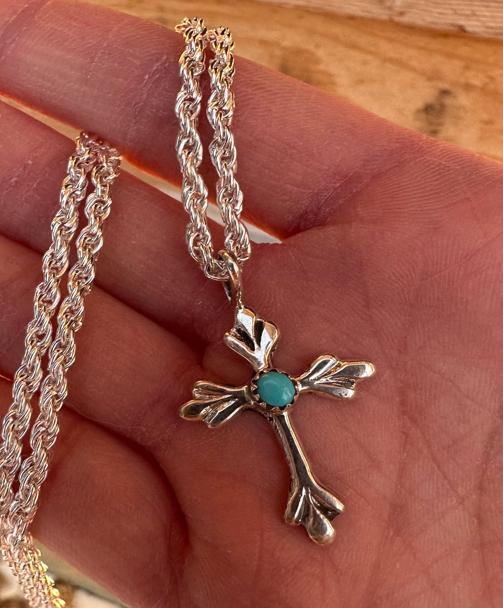 Turquoise Sliver Cross